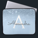 Glam Blue Glitter and Sparkle Chic Monogrammed Laptop Sleeve<br><div class="desc">Baby Blue Ombre Faux Glitter and Sparkle Modern and Elegant Monogram Case. This case can be customized to include your initial and first name.</div>