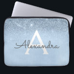Glam Blue Glitter and Sparkle Chic Monogrammed Laptop Sleeve<br><div class="desc">Baby Blue Ombre Faux Glitter and Sparkle Modern and Elegant Monogram Case. This case can be customized to include your initial and first name.</div>