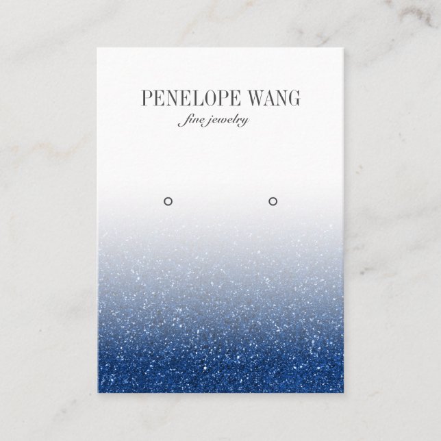 Glam Blue Glitter Ombre Jewelry  Earring display Business Card (Front)