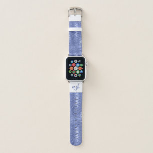 Glam Blue Glitter Tiger Stripes Monogram Apple Watch Band