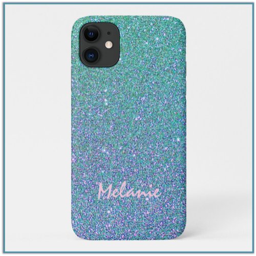 Glam Blue Green and Purple Glitter iPhone 11 Case