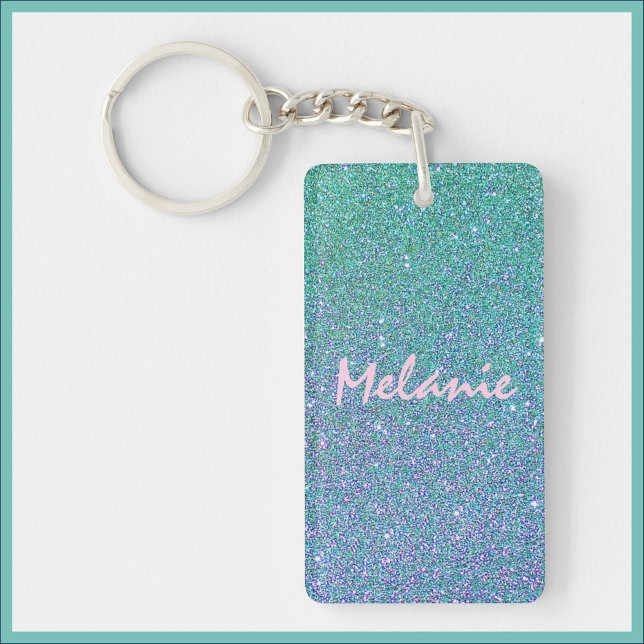 Glam Blue Green and Purple Glitter Keychain (Creator Uploaded)