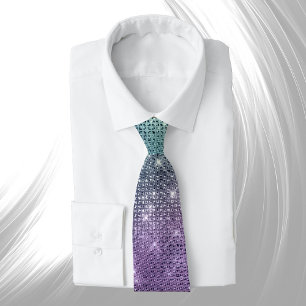 Glam Blue Sparkle Graphic Neck Tie