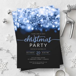 Glam Blue Winter Sparkling Company Xmas Party  Invitation