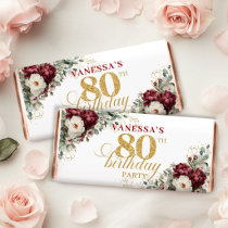 Glam Blush Burgundy 80th Birthday Hershey Bar