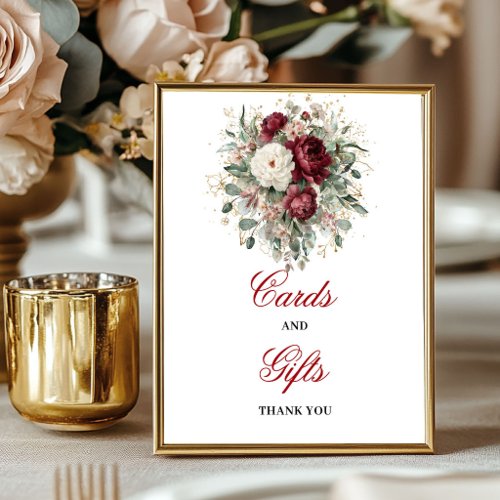 Glam Blush Burgundy Cards and Gifts Tabletop Sign