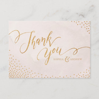 Glam blush glitter rose gold calligraphy thank you
