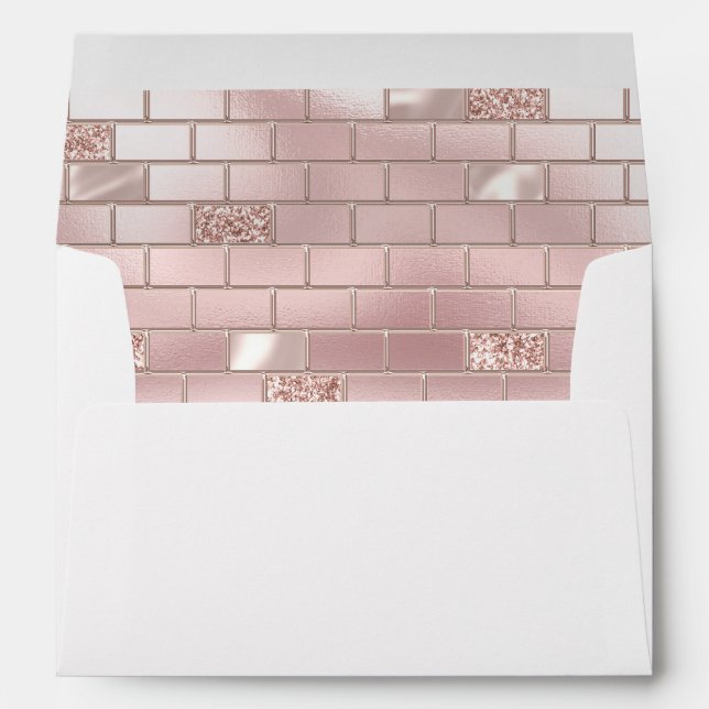 Glam Blush Pink Bricks Bridal Shower  Envelope (Back (Bottom))