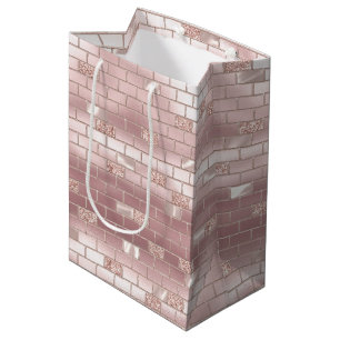 Glam Blush Pink Bricks Bridal Shower Medium Gift Bag