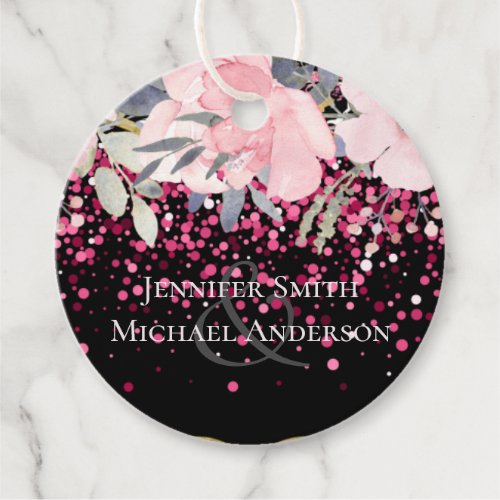 Glam Blush Pink Floral Modern Wedding Stationery Favor Tags