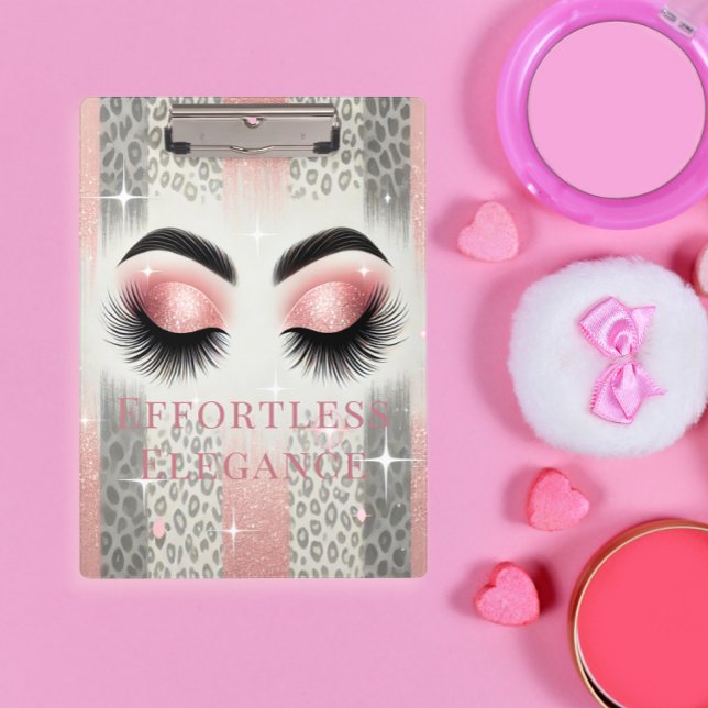 Glam Blush Pink Glitter Eyelashes  Clipboard (Glam pink glitter lashes clipboard — chic gift for bachelorette, bridal party, or birthday.

)