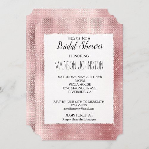 Glam Blush Pink Glitz  Invitation