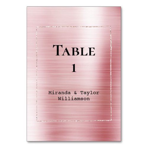 Glam Blush Pink Glitz Sparkle Table Number