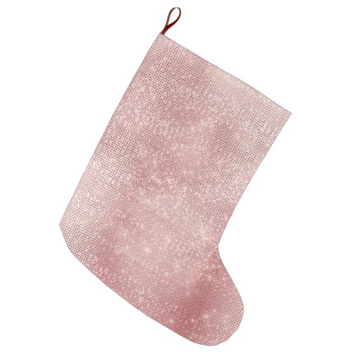 Glam Blush Pink Glitzy Sparkle Large Christmas Stocking