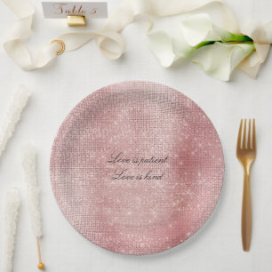Glam Blush Pink Glitzy Sparkle Paper Plates