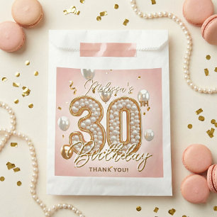 Glam Blush Pink Gold Balloons Pearl 30th Birthday Favor Bag