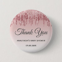 Glam Blush Pink Gold Glitter Thank You Baby Shower