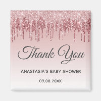 Glam Blush Pink Gold Glitter Thank You Baby Shower