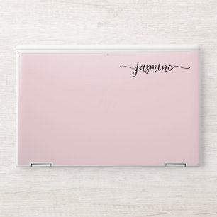 Glam Blush Pink Monogram Name Modern Signature HP Laptop Skin