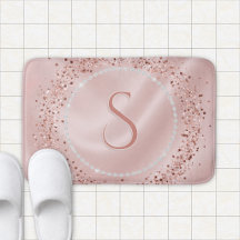 Glam Blush Pink Rose Gold Glitter Monogram