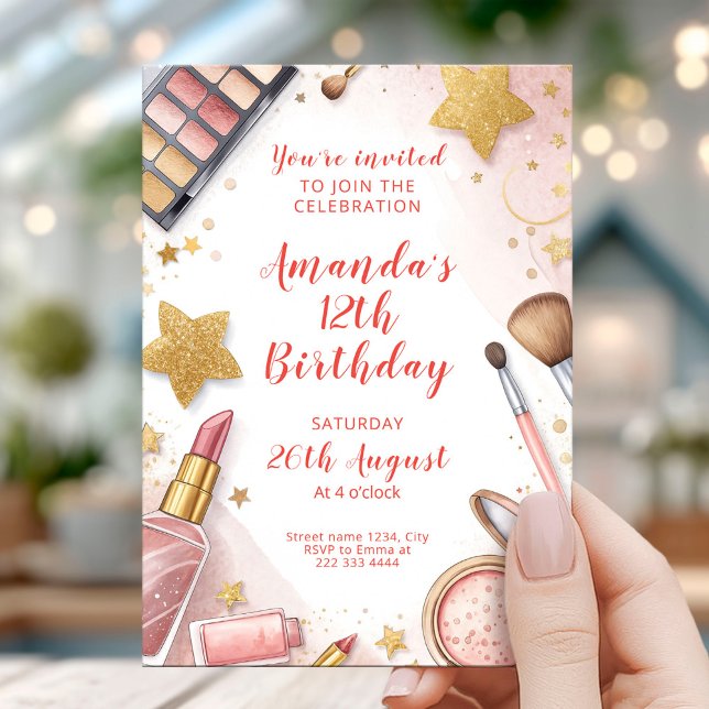 Glam Blush Pink Spa Birthday Party Invitation (Creator Uploaded)