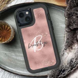 Glam Blush Pink Trendy Script Monogram iPhone 16 Pro Case