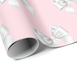 Glam Blush Pink White Bows Tiffany Theme NYC Wrapping Paper