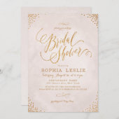 Glam blush rose gold calligraphy Bridal Shower Invitation (Front/Back)