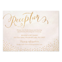 Glam blush rose gold calligraphy reception card
