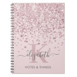 Glam Blush Rose Gold Glitter Diamond Monogrammed Notebook at Zazzle