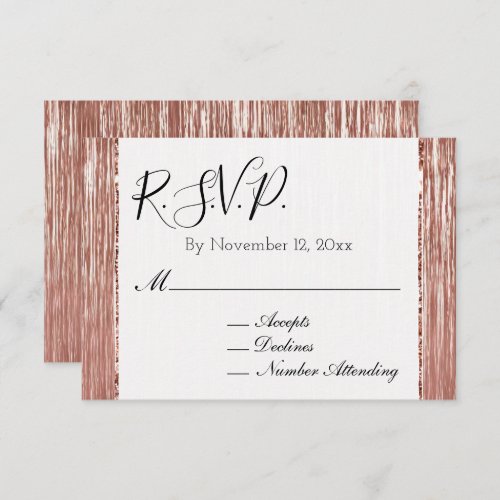 Glam Blush Rose Gold Sparkle Stripes Wedding RSVP Enclosure Card