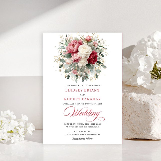 Glam Boho Blush White Gold Wedding Invitation (Glam Boho Blush White Gold Wedding Invitation)