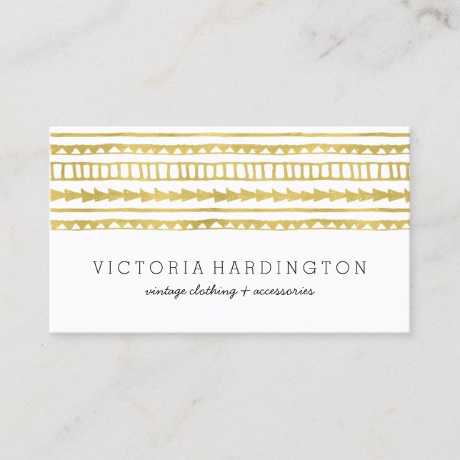 Glam Boho Chic | Faux Gold Foil Business Card (Front)