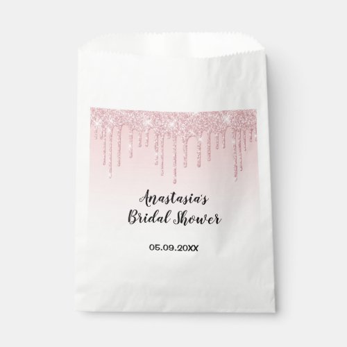 Glam Bridal Shower Pink Rose Gold Glitter Drips Favor Bag