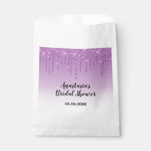 Glam Bridal Shower Purple Glitter Drips Sparkle Favor Bag