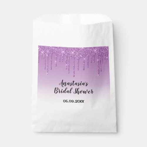 Glam Bridal Shower Purple Glitter Drips Sparkle Favor Bag