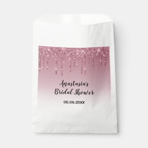 Glam Bridal Shower Purple Rose Gold Glitter Drips Favor Bag