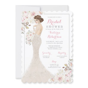 Glam Bride in Mermaid Gown Bridal Shower Invitation