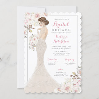 Glam Bride in Mermaid Gown Bridal Shower Invitation