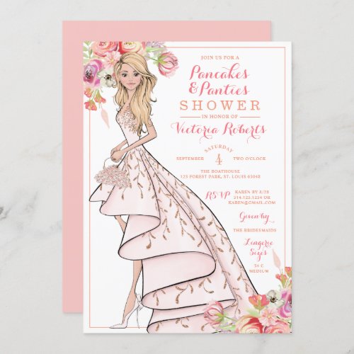 Glam Bride Pancakes and Panties Lingerie Shower Invitation