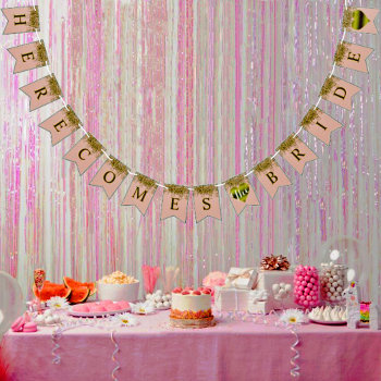 Glam Bride Pink Gold Sparkle Sprinkle Shower Party Bunting Flags by Ohhhhilovethat at Zazzle