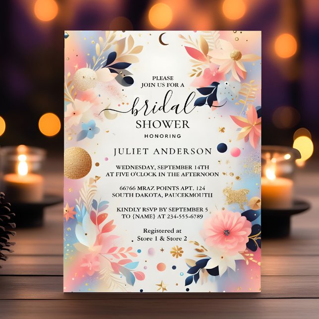 Glam Bright Pastel Ombre Glitter Bridal Shower Invitation (Creator Uploaded)