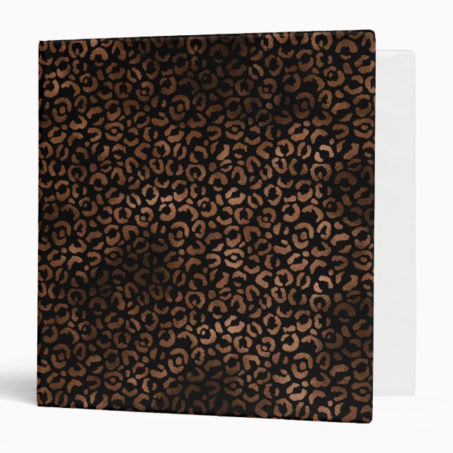 Glam Brown Black Leopard Print 3 Ring Binder (Front/Inside)