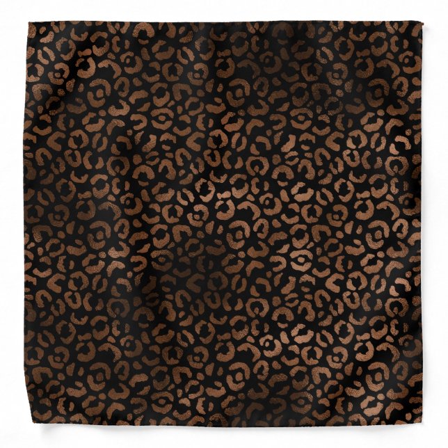 Glam Brown Black Leopard Print Bandana (Front)