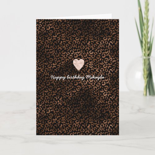 Glam Brown Black Leopard Print Card