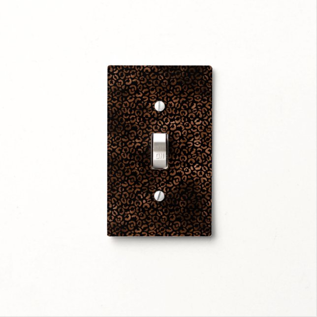 Glam Brown Black Leopard Print Light Switch Cover (In Situ)