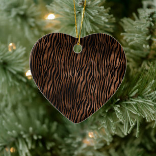 Glam Brown Black Zebra Print Ceramic Ornament