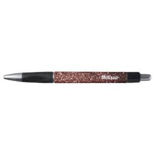 Glam Brown Red Glitter sparkles Personalize Pen