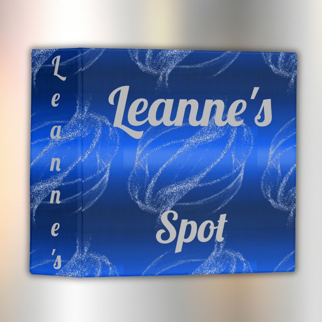 Glam Brushed Metal and Glitter Blue Monogram | 3 Ring Binder (Creator Uploaded)