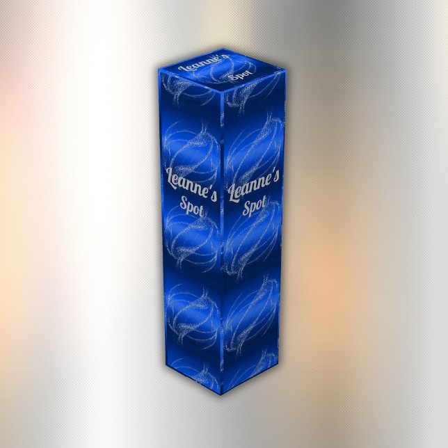 Glam Brushed Metal and Glitter Blue Monogram | Wine Box (Creator Uploaded)